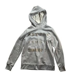 Under Armour ColdGear Fleece Loose Pullover Hoodie Sweatshirt Grey Womens Small